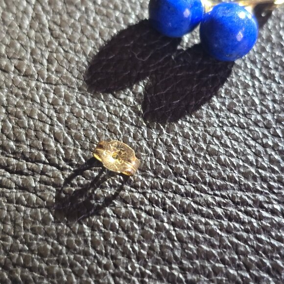 Lapiz Lazuli & 10K gold ball stud earrings, vintage. - Picture 5 of 6